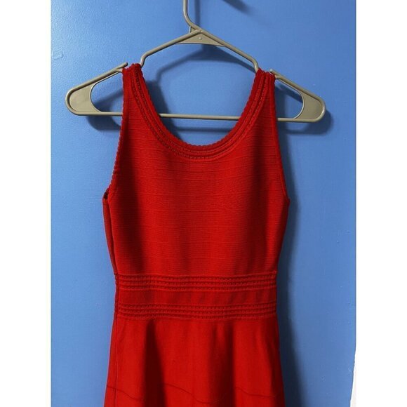 Diane Von Furstenberg Red Sleeveless Knit Flared Hem Dress P - Picture 9 of 9